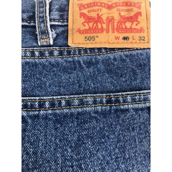 Levi's 505 Men's Jeans 40 x 32 Regular Fit Straight Leg Y2K Blue Denim Stonewash - Picture 11 of 11